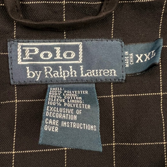 Vintage Polo Ralph Lauren Jacket Men's 2XL Black Chin Strap Full Zip Plaid Lined - Picture 5 of 6
